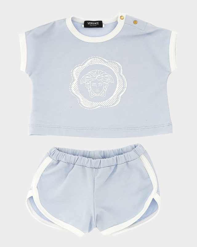 Boy's Logo-Print Fleece Top & Shorts Set, Size 3M-18